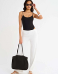 black One piece swimsuit
Scoop neck
Open back
High cut