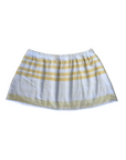 yellow and white Striped printed towel skirt
Elastic waistband
Unlined
Up-cycled
Each towel is up-cycled - there may be imperfections