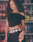 Multi-functional top - can be worn off the shoulder or as a halter
Soft, draped silhouette
Partially lined
Lightweight tissue modal
black off the shoulder top