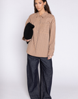 Knit striped long sleeve
Front button closure
Length: 26"
Sleeve: 20"
100% Cotton