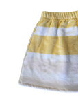 yellow and white Striped printed towel skirt
Elastic waistband
Unlined
Up-cycled
Each towel is up-cycled - there may be imperfections