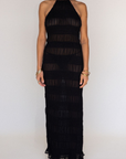 black Smocked halter maxi dress
High neckline
Adjustable neck tie
Adjustable back string
black sheer maxi dress
resort maxi dress
vacation maxi dress