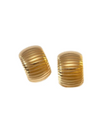 Rounded ribbed earrings. Tarnish free. Stainless steel. Lightweight. gold earrings
