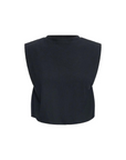 Knit muscle tank. Crewneck. Cropped boxy fit. Elastic hem. Fully lined.