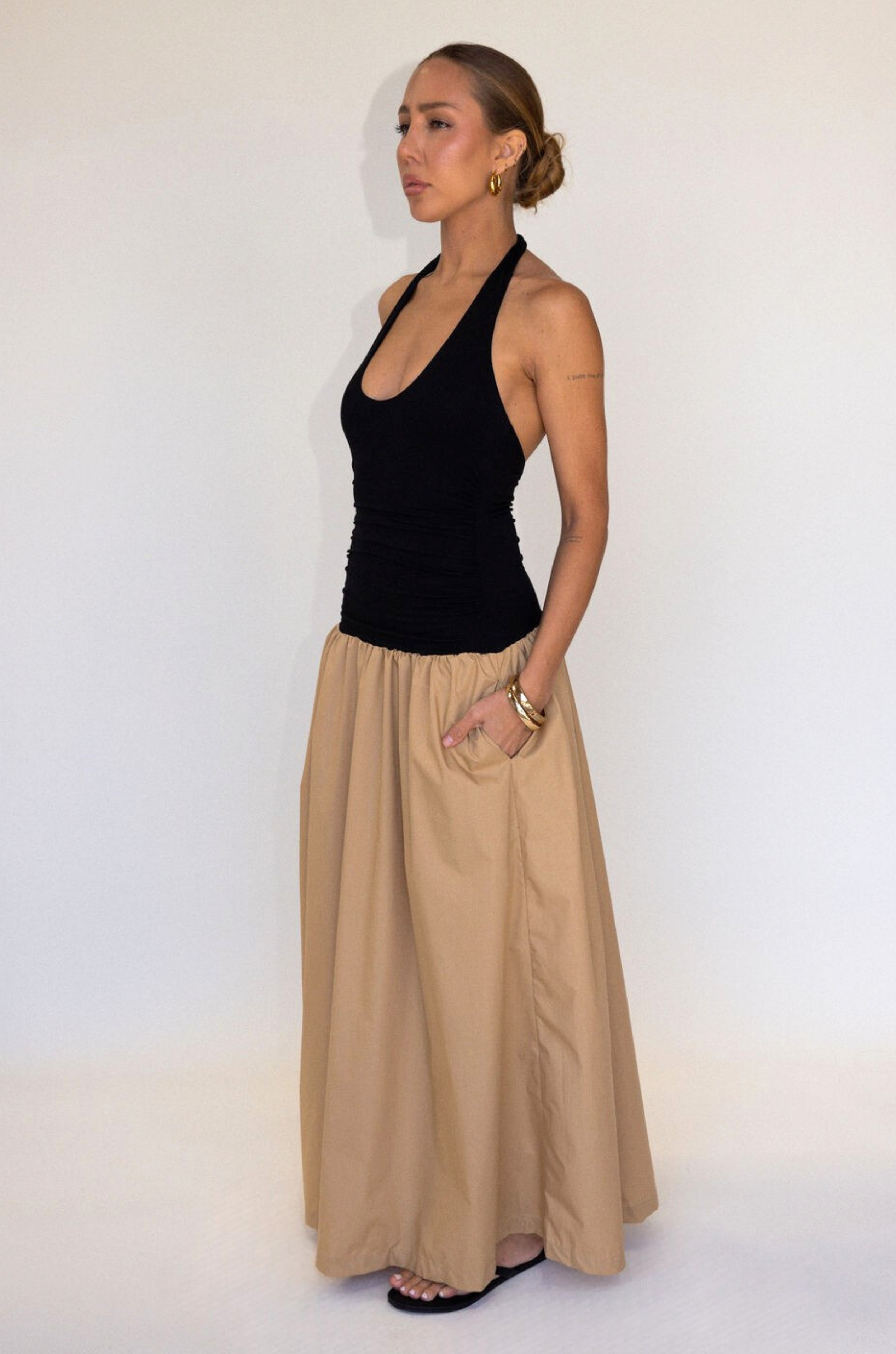 maxi dress with elastic top Block Party Maxi Dress