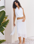 white Soft and flowy with a midi skirt
Asymmetrical hem
Mid-rise waist
Side ruffle accent with a subtle wrap effect
Side zipper closure
Polyester
bridal skirt