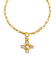 18K Gold Non-Tarnish Pearl Cross Necklace
18K Gold Plating Stainless Steel Faux
Pearl Pendant Size: 2.16" x1.77"
Chain Length: 15.7"
Extension Length: 2.7"
Lead and Nickel Free
Hypoallergenic
