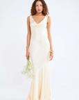 ivory Satin maxi dress
Cowl neck neckline
Open back
Adjustable back tie for waist snatching
Mermaid hem
bridal maxi dress
bridal shower maxi dress
rehearsal maxi dress
bride dress
wedding dress