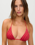 Exclusively from the JENNIE x Frankies Bikinis collaboration.
Striped triangle satin shine bikini top
Halter support
Skimpy triangle coverage
Ties at the neck and back
Ruched detailing
red striped triangle bikini top
fourth of july bikini