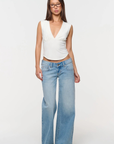 light vintage wash super low rise denim jeans
