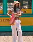 Woven pants. Elastic waist with drawstring closure. Side pockets. Unlined. white linen pants. white woven pants. throw on pants. beach pants. beach cover up. european summer. Cute casual outfit. Cute casual pants. beach outfit