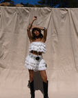 white ruffle set for country concert music festival