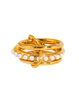 18K Gold Non-Tarnish Multi Stack Pearl Band Ring
18K Gold Plating
Stainless Steel
Size 8 Measurement: 0.714 Diameter/2.24 Circumference
Lead-free
Nickel-safe
Hypoallergenic
Water Resistant