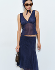 Mesh polka dot midi skirt
Scalloped elastic waistband
navy blue polka dot skirt
fall skirt fall outfit