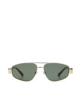 gold black and green Aviator-style sunglasses