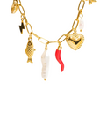 18K Gold Non-Tarnish Pepper Fish Pearl Charm Necklace
18K Gold Plating Stainless Steel
Pendant Size: 0.5 - 1.1 inches
Chain Length: 17.7"
Extension Length: 2"
Lead and Nickel Free
Hypoallergenic
Water Resistant