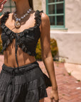 Woven tiered skirt. Elastic waist with drawstring closure. Shorts lining. Black mini skirt. skirt for summer. summer outfit. summer skirt. black skort. cute summer outfit