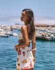 Printed woven skirt. Front slit. Back hook and eye and zipper closures. Fully lined. Funky graphic skirt. Skirt with lobsters on it. European summer outfit. cute summer set. Skirt with shells
