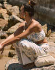 Printed woven wide leg pants. Elastic waistband with drawstring closure. Side pockets. Fully lined. lemon pant. grape and wine pant. summer throw on pant. cute graphic linen pant. european summer pant. summer pant. vacation outfit. cute summer set.