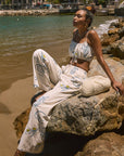 Printed woven wide leg pants. Elastic waistband with drawstring closure. Side pockets. Fully lined. lemon pant. grape and wine pant. summer throw on pant. cute graphic linen pant. european summer pant. summer pant. vacation outfit. cute summer set.