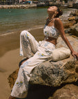 Printed woven wide leg pants. Elastic waistband with drawstring closure. Side pockets. Fully lined. lemon pant. grape and wine pant. summer throw on pant. cute graphic linen pant. european summer pant. summer pant. vacation outfit. cute summer set.