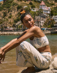Printed woven wide leg pants. Elastic waistband with drawstring closure. Side pockets. Fully lined. lemon pant. grape and wine pant. summer throw on pant. cute graphic linen pant. european summer pant. summer pant. vacation outfit. cute summer set.