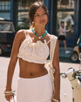 Crochet lace crop top. Adjustable drawstring straps. Fully lined. open back crop top. white cropped tank top. mexico outfit. vacation outfit. going out top. european summer top. european summer outfit. vacation outfit