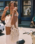 Crochet lace crop top. Adjustable drawstring straps. Fully lined. open back crop top. white cropped tank top. mexico outfit. vacation outfit. going out top. european summer top. european summer outfit. vacation outfit