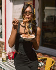 Woven crop top. Fixed straps. Front hook and eye closures. Lace trim. Side zipper closure. Fully lined. blank tank top. black crop top tank top. top that hooks in the front. black corset top. going out top. european summer outfit. european summer top. vaction outfit.