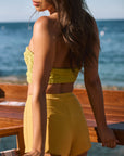 Crochet knit tube top. Underwire cups. Elastic back strap with hook and eye closures. Unlined. green crochet crop top. strapless crochet top. summer outfit. summer going out top. beach vacation outfit. beach vacation top. fancy dinner top. european summer outfit. european summer top. european summer outfit inspo. vacation outfit
