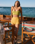 Crochet knit tube top. Underwire cups. Elastic back strap with hook and eye closures. Unlined. green crochet crop top. strapless crochet top. summer outfit. summer going out top. beach vacation outfit. beach vacation top. fancy dinner top. european summer outfit. european summer top. european summer outfit inspo. vacation outfit