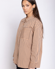 Knit striped long sleeve
Front button closure
Length: 26"
Sleeve: 20"
100% Cotton