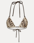 Exclusively from the JENNIE x Frankies Bikinis collaboration.
Skimpy triangle bikini
Reversible design: animal print on one side, striped print on the other
Double loop straps
Adjustable halter neck and back ties
Satin shine swim fabric
Nylon/Spandex
animal printed with a reversible striped bikini top