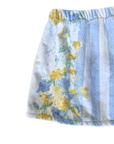 blue and yellow Striped and floral printed towel skirt
Elastic waistband
Unlined
Up-cycled
Each towel is up-cycled - there may be imperfections