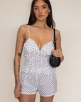 White polka dot mini shorts
summer shorts
spring shorts
