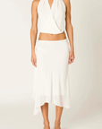 white Soft and flowy with a midi skirt
Asymmetrical hem
Mid-rise waist
Side ruffle accent with a subtle wrap effect
Side zipper closure
Polyester
bridal skirt