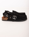 black suede Vegan faux suede moc-toe clog