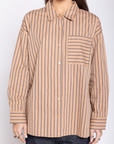 Knit striped long sleeve
Front button closure
Length: 26"
Sleeve: 20"
100% Cotton