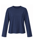 navy blue Smooth long sleeve top
Crew neckline
Unlined