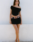 Multi-functional top - can be worn off the shoulder or as a halter
Soft, draped silhouette
Partially lined
Lightweight tissue modal
black off the shoulder top
