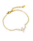 18K Gold Non-Tarnish Pearl Chain Bracelet