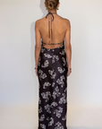 brown Floral printed satin maxi dress
Adjustable halter neckline with tie closure
Adjustable back strap
Side hook and eye and zipper closures
Fully lined
wedding guest dress