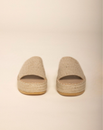 Platform braided raffia sandal
Padded insole
Slip on style
Jute/Synthetic