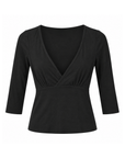 black Soft V neck top
3/4 sleeve top
V neckline
Unlined