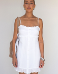 white Woven cami mini dress
Button down closure
Adjustable straps
Ruffled trim
Lined
bridal dress outfit
bachelorette
white mini dress
summer dress
spring dress