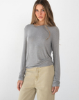 grey Knit long sleeve tee
Crewneck
Unlined
Length: 21.5"
Rayon/Acrylic/Spandex