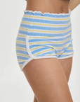 striped Striped terry cloth booty shorts
Smocked waistband
Low waisted shorts
Cozy terry cloth fabric