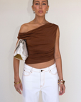 brown Ruched tank top
Asymmetric waistline
Sleeveless
Draped neckline/ cowl neck
Open back with tie closure
Elastic back
Has stretch
Partially lined
going out top
summer tank top