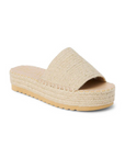 Platform braided raffia sandal
Padded insole
Slip on style
Jute/Synthetic