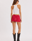 red Bandana printed mini skirt skort
Inner short lining
Adjustable side tie
Side zipper closure
Lined
fourth of july outfit